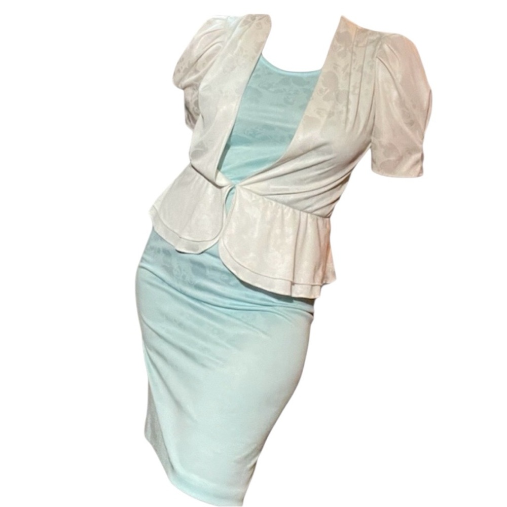 Vintage Pea Patch Peplum Pencil Dress With Butterflies